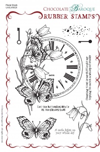 Floral Clock Rubber Stamp sheet - A5